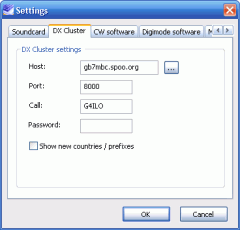 DX Cluster settings